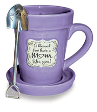 Load image into Gallery viewer, Mug Gift Set - Flower Pot Mug & Stainless Spade Spoon (Scripture Verse)
