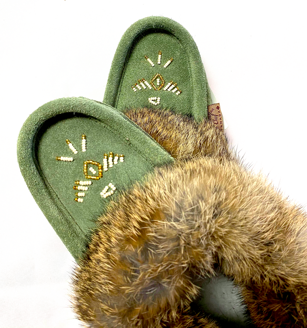 Laurentian Chief Women's Moccasins - Forest Green Suede