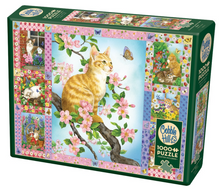 Load image into Gallery viewer, Cobble Hill 1000pc &quot;Blossoms and Kittens Quilt&quot; Puzzle
