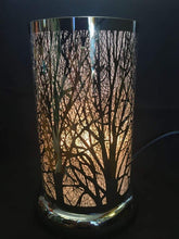 Load image into Gallery viewer, large silver touch lamp with trees
