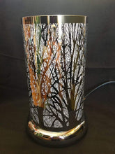 Load image into Gallery viewer, large silver touch lamp with tree design
