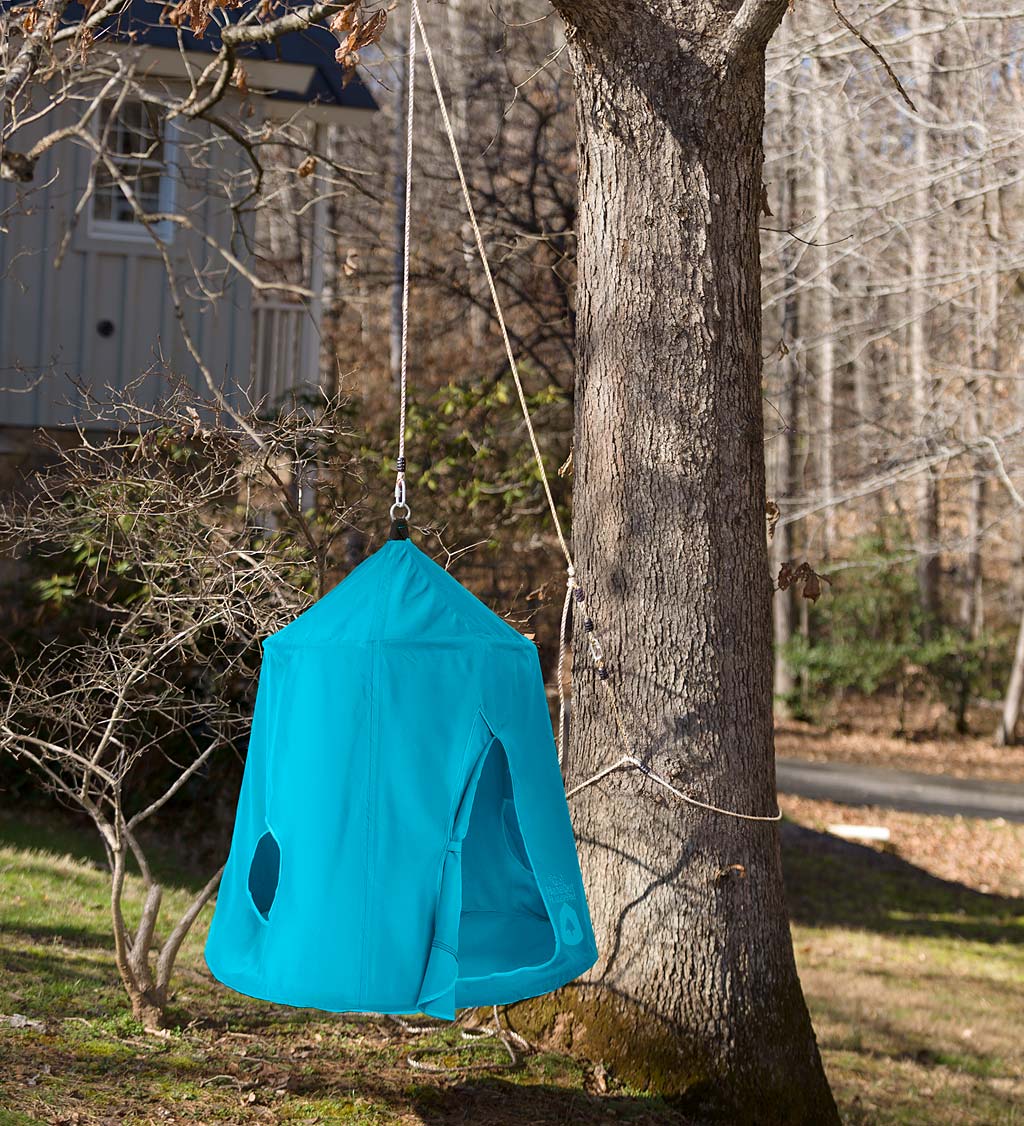 HearthSong Hanging Tent Go HangOut HugglePod Hanging Tent with LED Lights Sky Blue