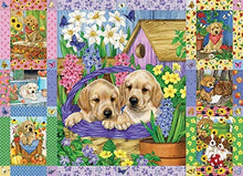 Load image into Gallery viewer, Cobble Hill 1000pc &quot;Puppies and Posies Quilt&quot; Puzzle
