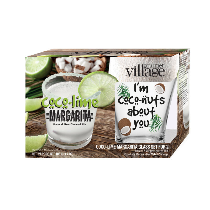 Gourmet du Village - Gift Set - Coco~Lime Margarita Mix & Glasses