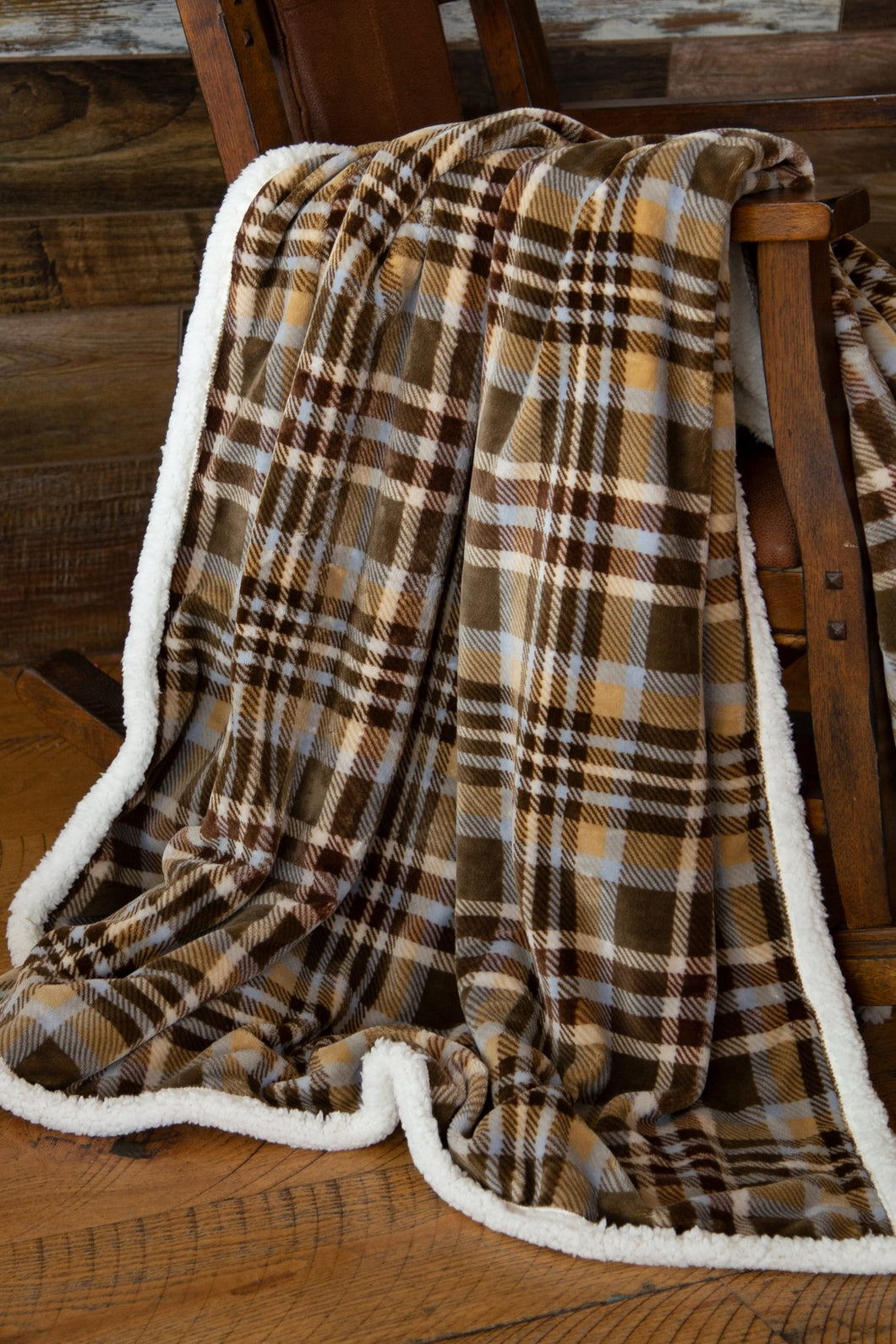 Carstens - Sherpa Throw Blanket - Tan Plaid