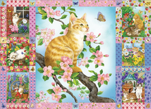 Load image into Gallery viewer, Cobble Hill 1000pc &quot;Blossoms and Kittens Quilt&quot; Puzzle
