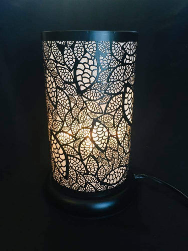 round black touch lamp with leaf designs